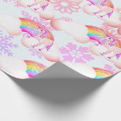 Rainbow Unicorn Magische Lila Schneeflocken Niedli Geschenkpapier (Ecke)