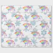 Rainbow Unicorn Magische Schneeflocken Niedlich Geschenkpapier (Flach)