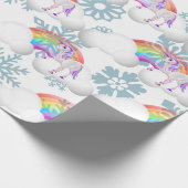 Rainbow Unicorn Magische Schneeflocken Niedlich Geschenkpapier (Ecke)