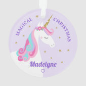 Rainbow Unicorn Magische Weihnachten Lila Ornament (Rückseite)