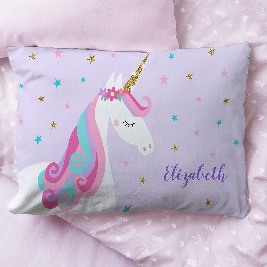 Rainbow Unicorn Magischer Glitzer Lila Kissenbezug