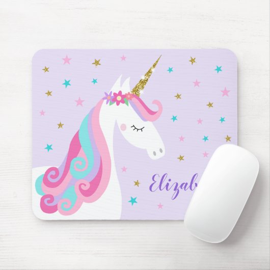 Rainbow Unicorn Magischer Glitzer Lila Mousepad (Mit Mouse)