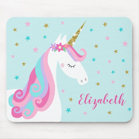 Rainbow Unicorn Magischer Glitzer Mousepad (Vorne)