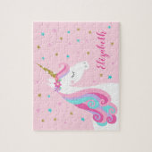 Rainbow Unicorn Magischer Glitzer Rosa Puzzle (Vertikal)