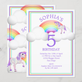 Rainbow Unicorn Magischer Niedliche Geburtstag Einladung