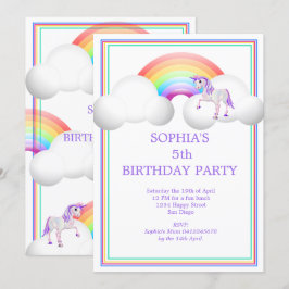 Rainbow Unicorn Magischer Niedliche Geburtstag Einladung
