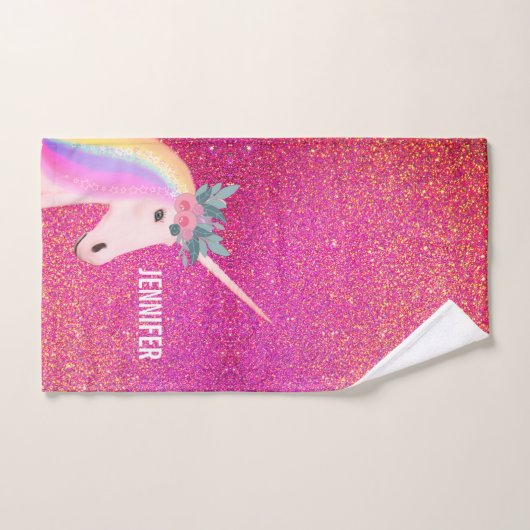 Rainbow Unicorn Magischer Rosa Glitzer Handtuch (Handtuch)