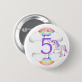 Rainbow Unicorn Magisches Niedliches Zeitalter Geb Button (Vorne & Hinten)
