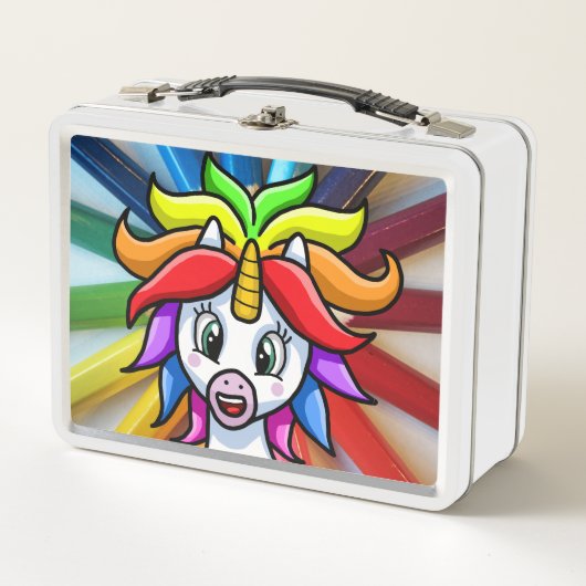 Rainbow Unicorn Metall Brotdose (Vorderseite)