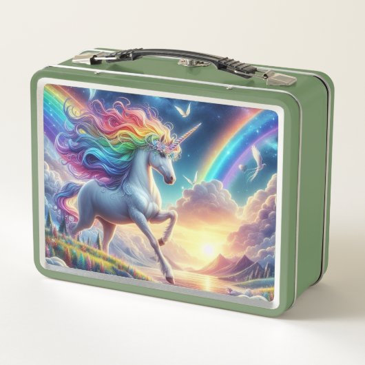 Rainbow Unicorn Metall Brotdose (Rückseite)