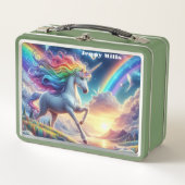 Rainbow Unicorn Metall Brotdose (Vorderseite)