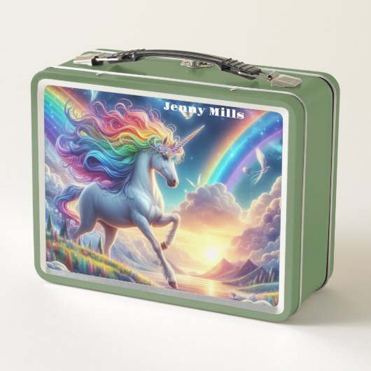 Rainbow Unicorn Metall Brotdose (Rückseite)