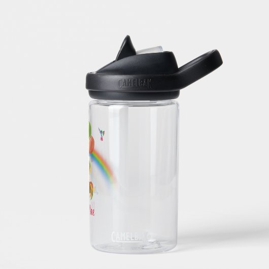 Rainbow Unicorn mit Balloon Monogram Name Trinkflasche (Links)