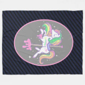 Rainbow Unicorn mit gestreifter Rückseite Fleecedecke (Vorderseite (Horizontal))