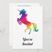 Rainbow Unicorn mit Gold Horn Einladung (Vorne/Hinten)
