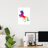 Rainbow Unicorn mit Gold Horn Poster (Heimbüro)