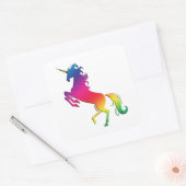 Rainbow Unicorn mit Gold Horn Quadratischer Aufkleber (Umschlag)