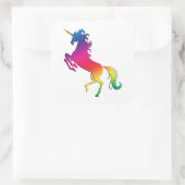 Rainbow Unicorn mit Gold Horn Quadratischer Aufkleber (Tasche)