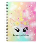 Rainbow Unicorn mit Herz | MIT MONOGRAMM Notizblock (Vorderseite)