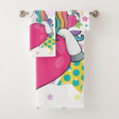 Rainbow Unicorn mit Sternen Badhandtuch Set (Insitu)