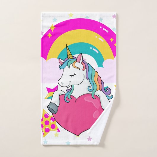 Rainbow Unicorn mit Sternen Badhandtuch Set (Handtuch)
