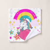 Rainbow Unicorn mit Sternen Badhandtuch Set (Waschlappen)