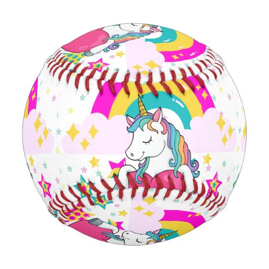 Rainbow Unicorn mit Sternen Baseball (Rückseite)
