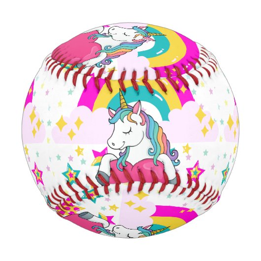 Rainbow Unicorn mit Sternen Baseball (Vorderseite)