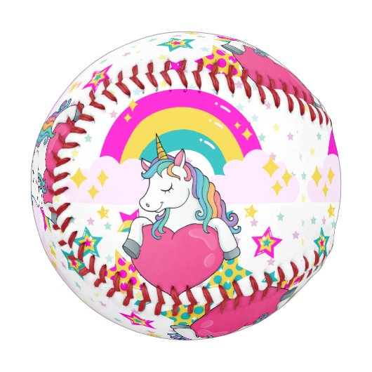 Rainbow Unicorn mit Sternen Baseball (Vorderseite Links)