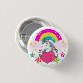 Rainbow Unicorn mit Sternen Button (Vorne & Hinten)