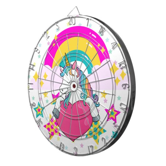 Rainbow Unicorn mit Sternen Dartscheibe (Vorderseite rechts)