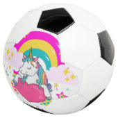 Rainbow Unicorn mit Sternen Fußball (Dreiviertel)