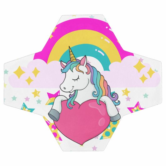 Rainbow Unicorn mit Sternen Fußball (Flach)