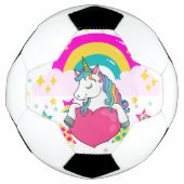 Rainbow Unicorn mit Sternen Fußball (Vorderseite)