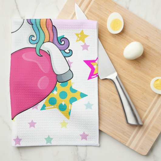 Rainbow Unicorn mit Sternen Geschirrtuch (Viertel Falte)