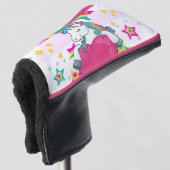 Rainbow Unicorn mit Sternen Golf Headcover (3/4 Vorderseite)