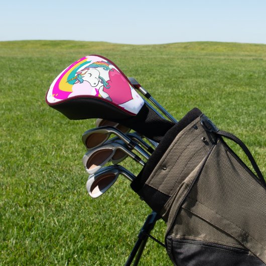 Rainbow Unicorn mit Sternen Golf Headcover (In SItu)