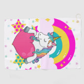 Rainbow Unicorn mit Sternen Golfhandtuch (Horizontal)