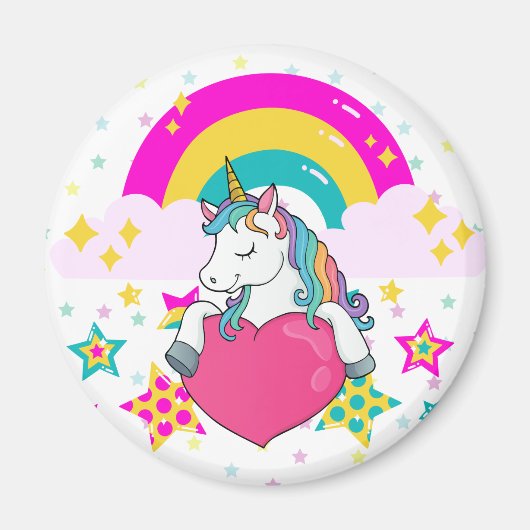 Rainbow Unicorn mit Sternen Magnet (Vorne)