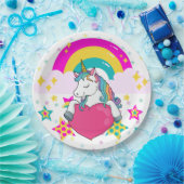 Rainbow Unicorn mit Sternen Pappteller (Party)