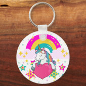 Rainbow Unicorn mit Sternen Schlüsselanhänger (Vorderseite)