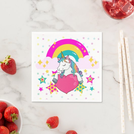 Rainbow Unicorn mit Sternen Serviette (Beispiel)