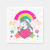 Rainbow Unicorn mit Sternen Serviette (Vorderseite)