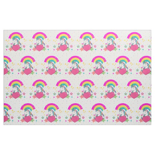 Rainbow Unicorn mit Sternen Stoff (Yard (91,4 cm))