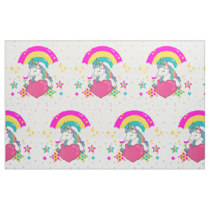 Rainbow Unicorn mit Sternen Stoff