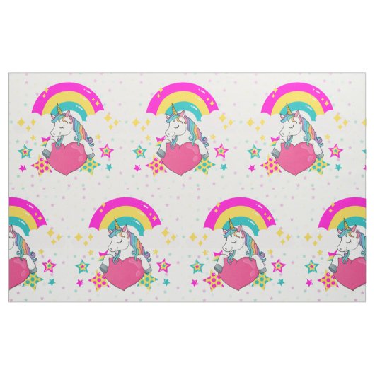Rainbow Unicorn mit Sternen Stoff (Fat Quarter (45,7 x 55,9 cm))