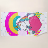 Rainbow Unicorn mit Sternen Strandtuch (Vorderseite)