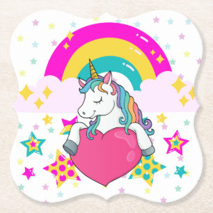 Rainbow Unicorn mit Sternen Untersetzer
