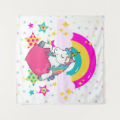Rainbow Unicorn mit Sternen Wandteppich (Vorderseite (Horizontal))