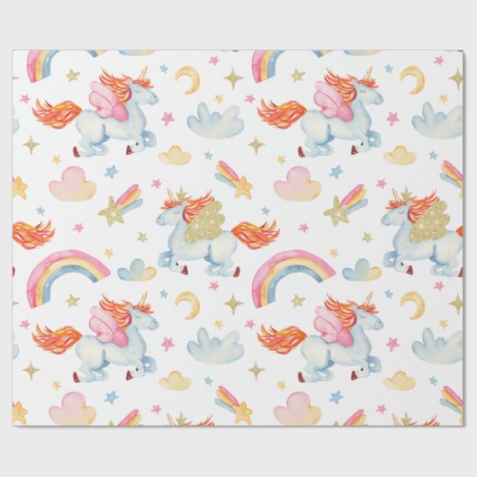 Rainbow Unicorn Muster Geschenkpapier (Flach)